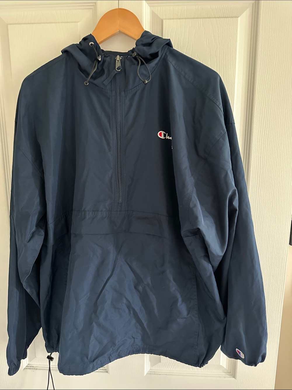 Champion Navy Hooded Half-Zip Windbreaker
